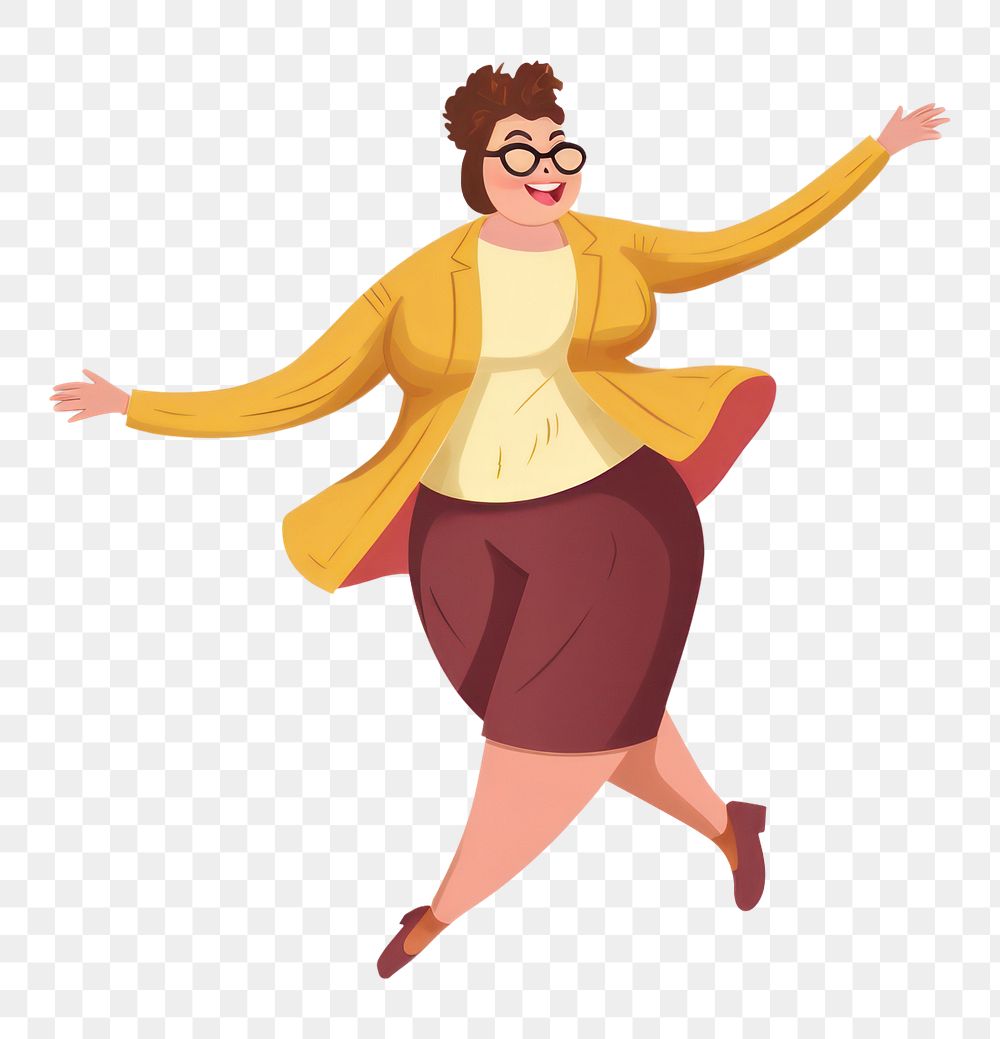 PNG  Chubby woman dancing cartoon adult party. AI generated Image by rawpixel.