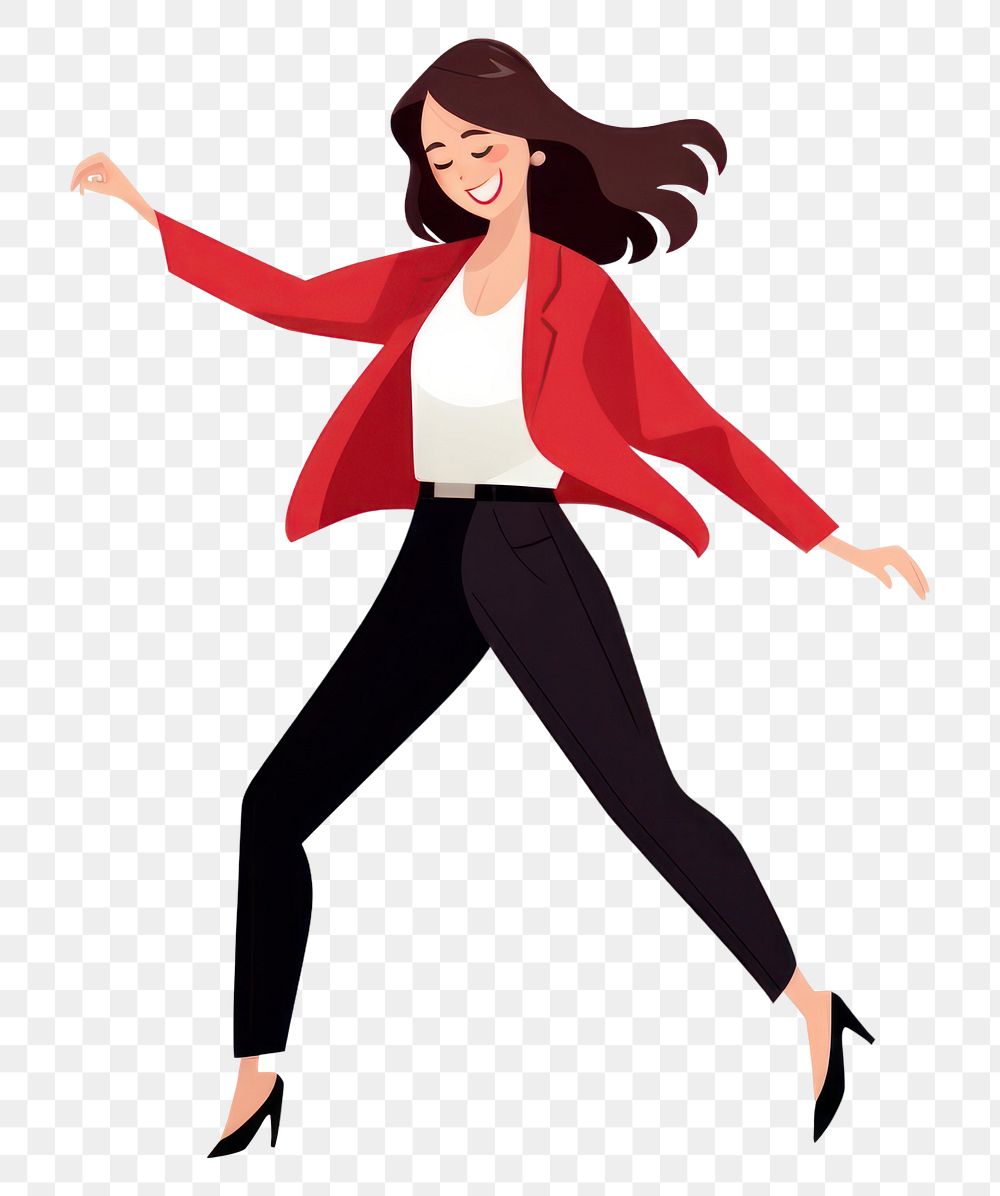 PNG  Girl dancing cartoon adult white background. AI generated Image by rawpixel.