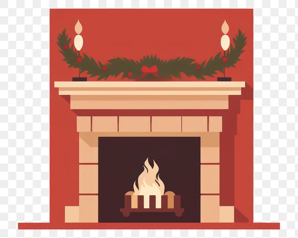 PNG Christmas fireplace christmas hearth architecture. AI generated Image by rawpixel.