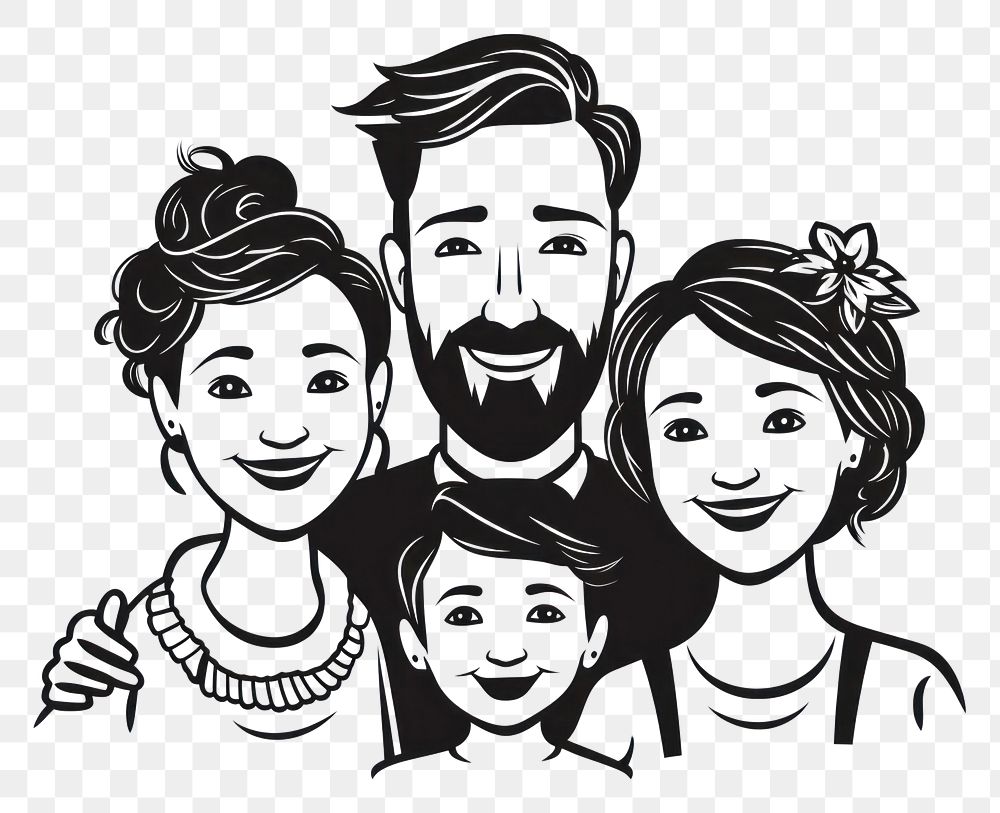 PNG  Family portrait drawing sketch art. AI generated Image by rawpixel.