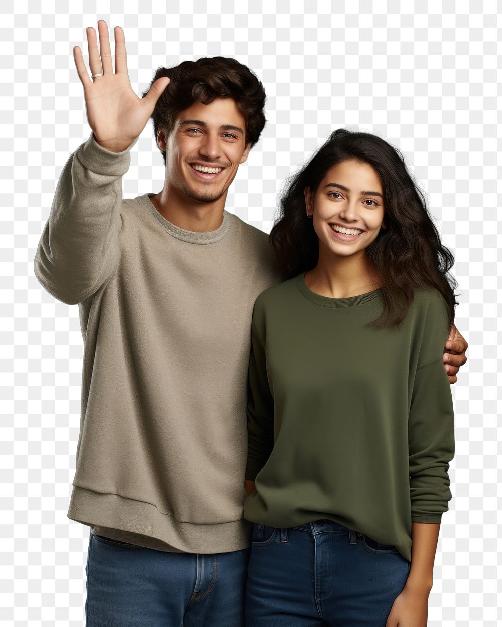 PNG Young adult couple laughing portrait sweater. AI generated Image by rawpixel.