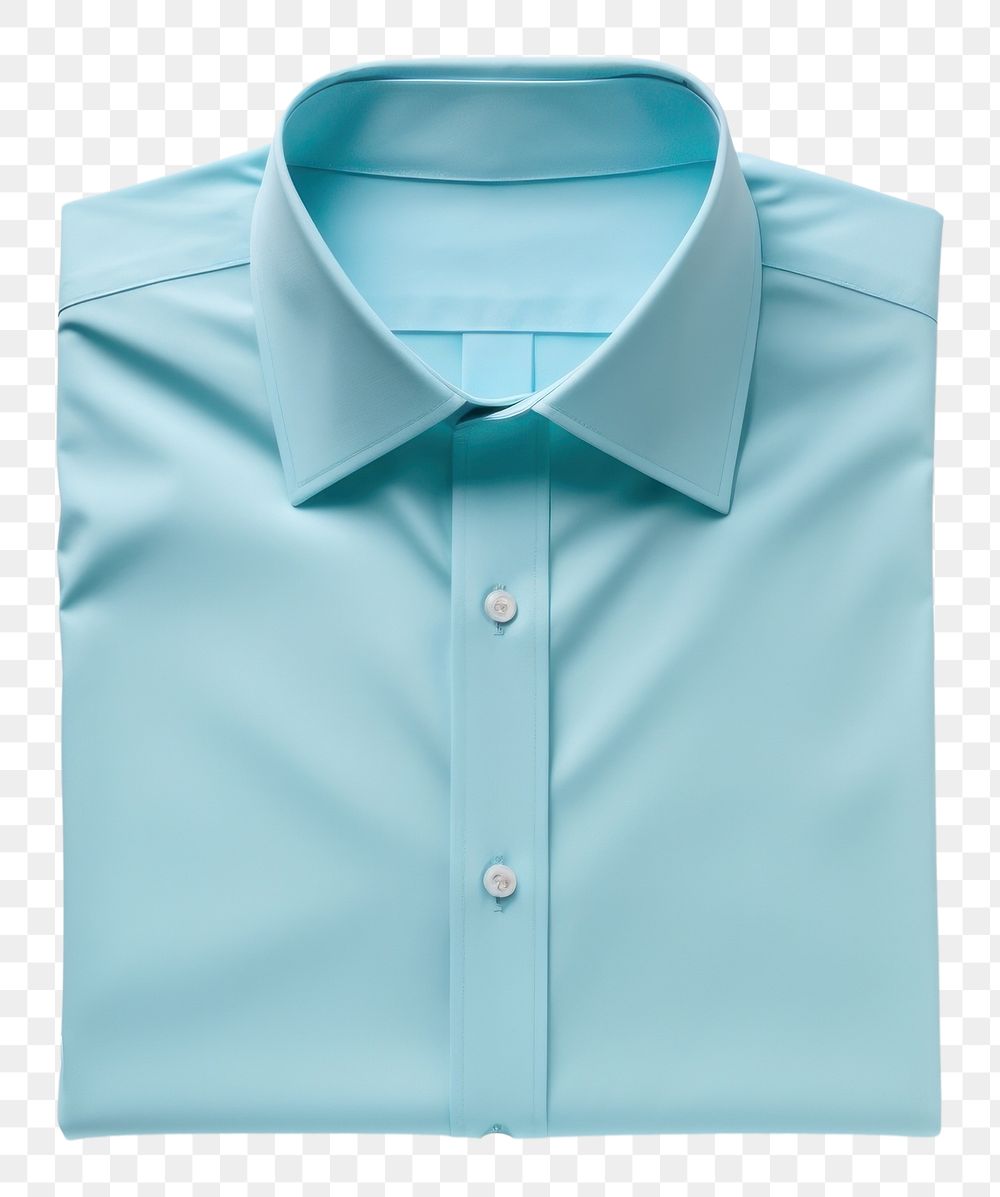 PNG  Plain color shirt white background turquoise menswear. AI generated Image by rawpixel.