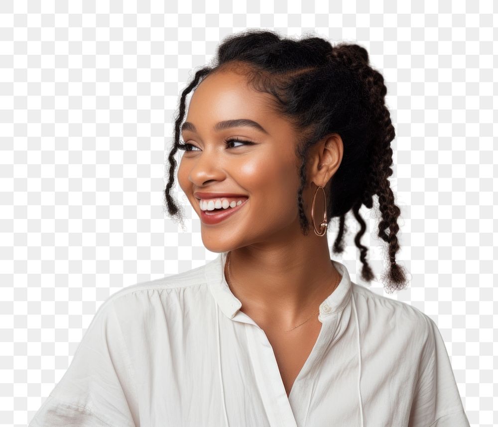 PNG Adult smile hairstyle happiness. AI generated Image by rawpixel.