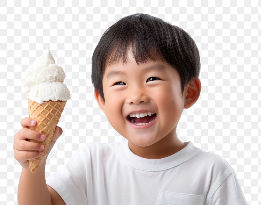 PNG  Asian boy holding dessert child cream. AI generated Image by rawpixel.