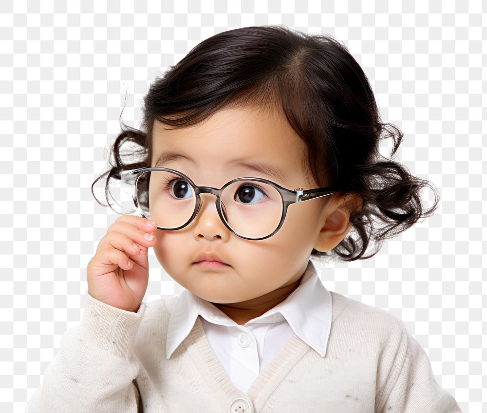 PNG Portrait glasses baby contemplation. AI generated Image by rawpixel.