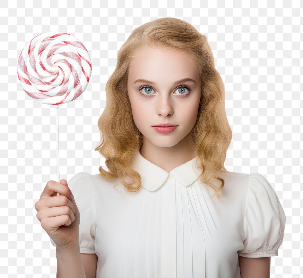 PNG  Girl holds lolipop lollipop candy food. AI generated Image by rawpixel.