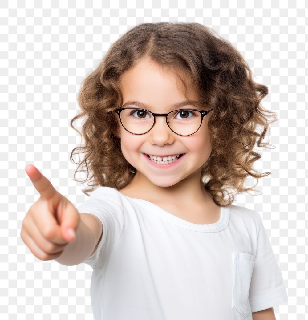 PNG  Girl smiling finger pointing portrait. AI generated Image by rawpixel.