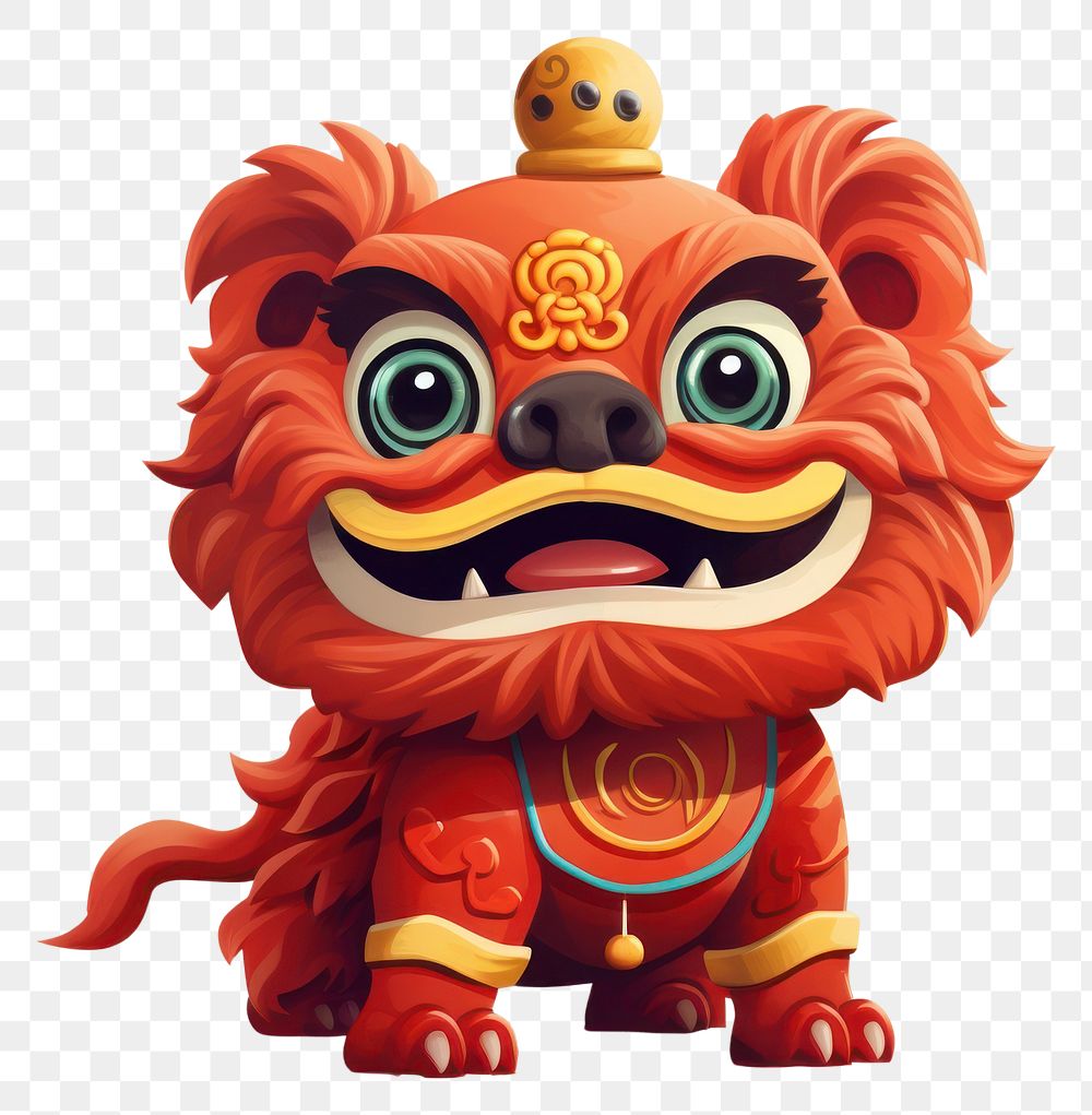 PNG Lion dance cartoon toy chinese new year. 