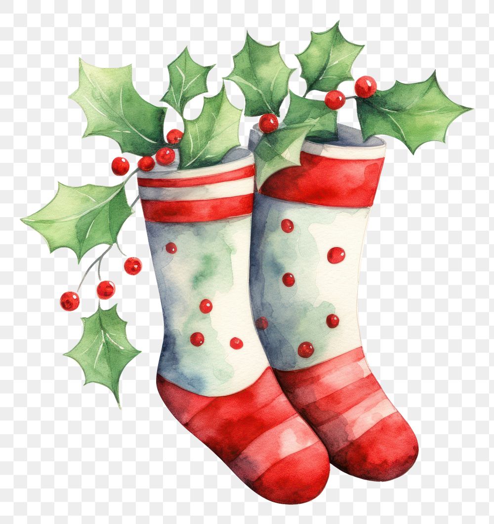 PNG Christmas socks cartoon holly celebration. AI generated Image by rawpixel.