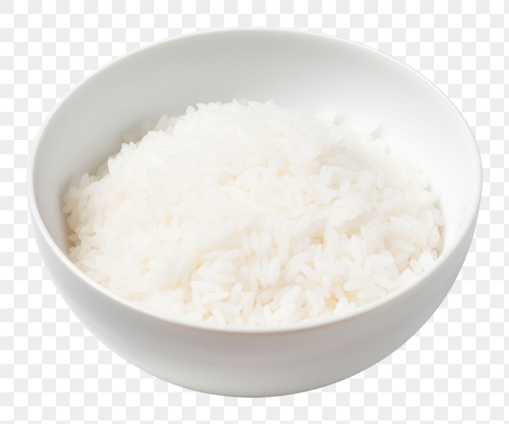 PNG  Rice bowl white food white background. AI generated Image by rawpixel.