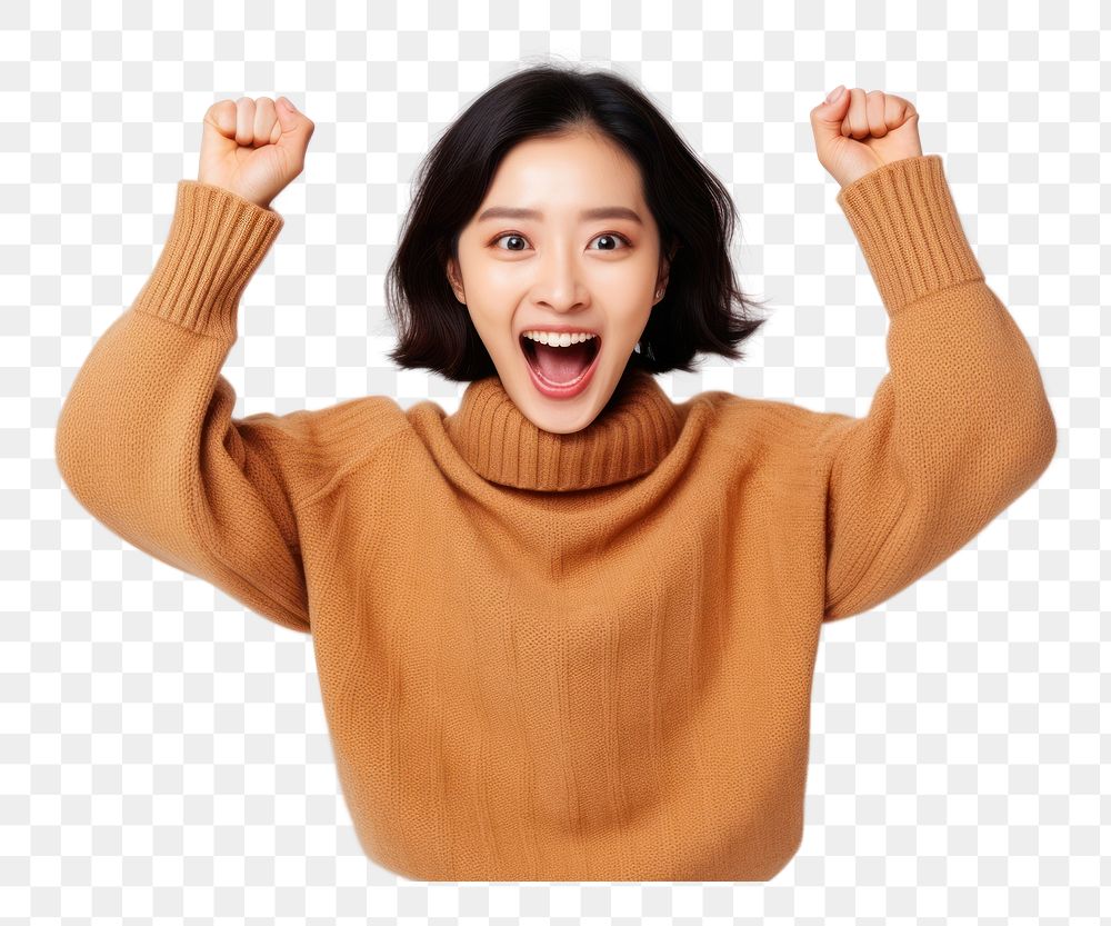 PNG Sweater excitement happiness gesturing. AI generated Image by rawpixel.