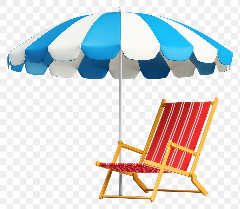 PNG  Beach chair umbrella furniture white background. AI generated Image by rawpixel.