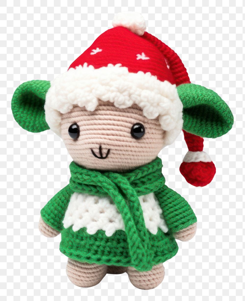 PNG  Christmas toy knitted plush. AI generated Image by rawpixel.