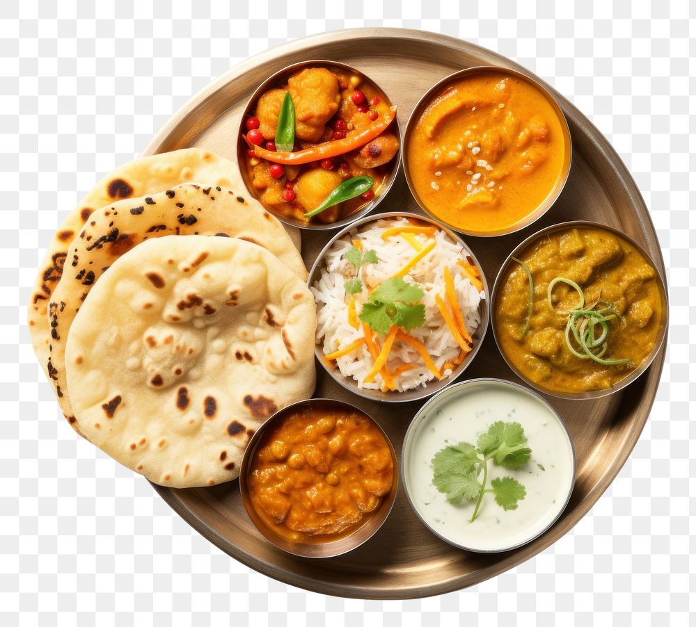 PNG  Indian food plate meal white background