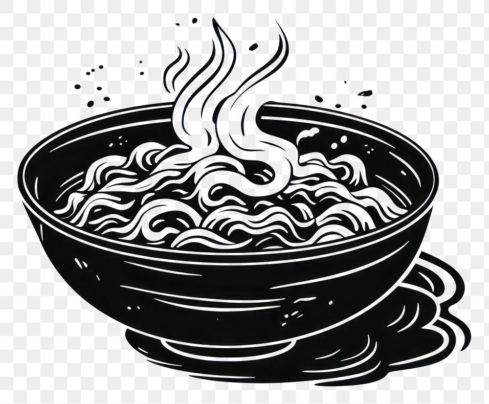 PNG Simple black and white ramen bowl astronomy beverage. AI generated Image by rawpixel.