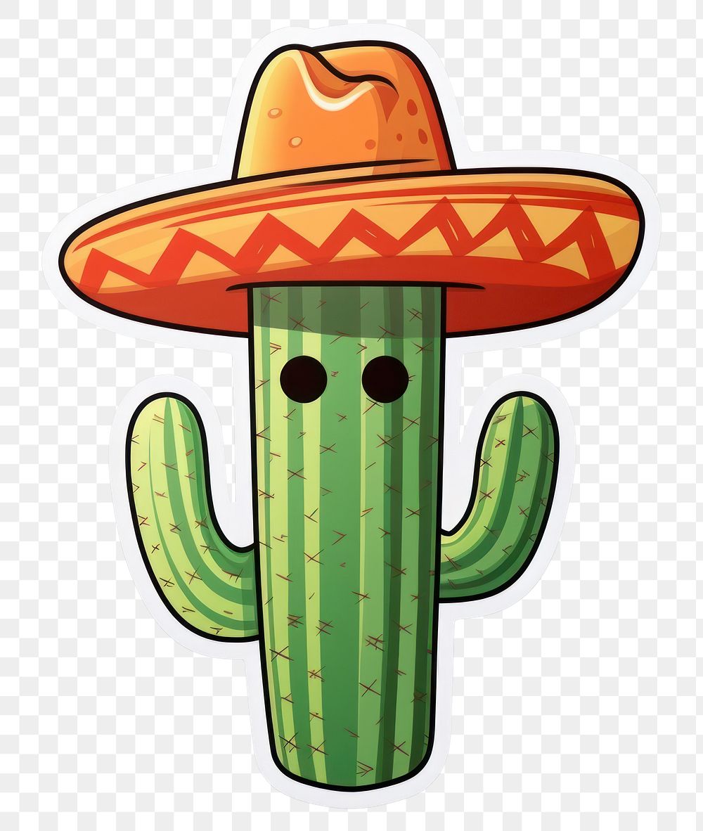 PNG  Cactus wearing cowboy hat sombrero plant white background