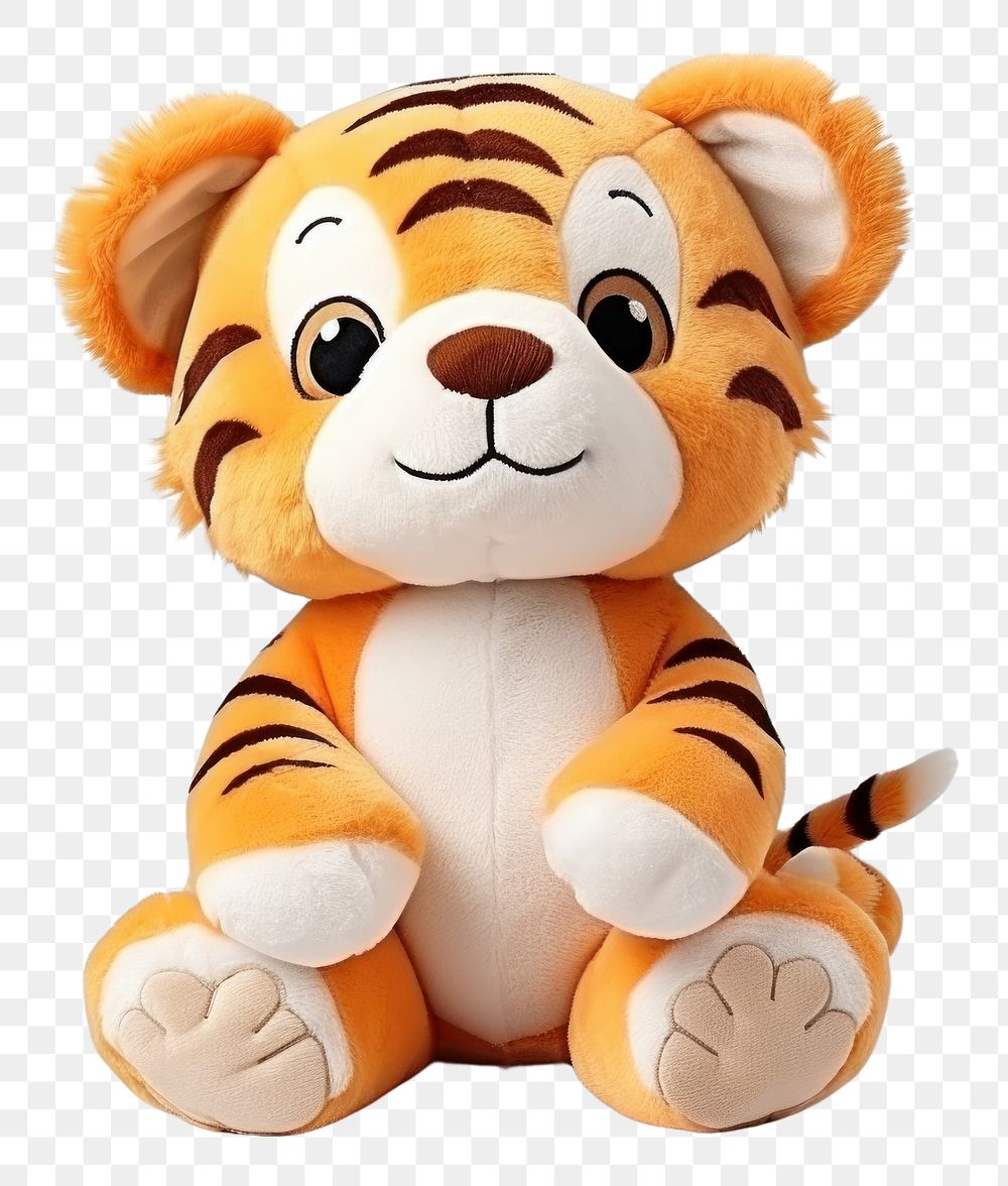 PNG Cute tiger animal plush toy. 