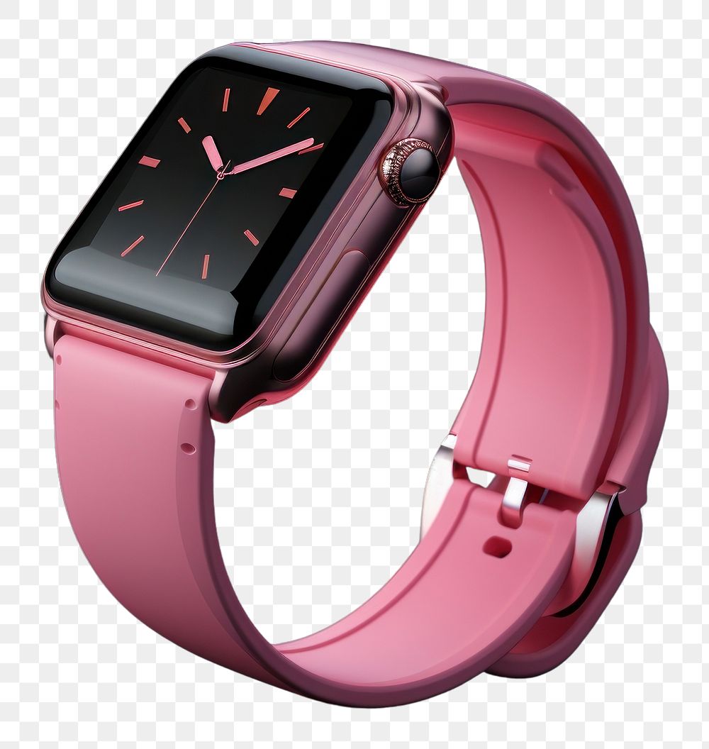 PNG  Smart watch wristwatch pink platinum. AI generated Image by rawpixel.