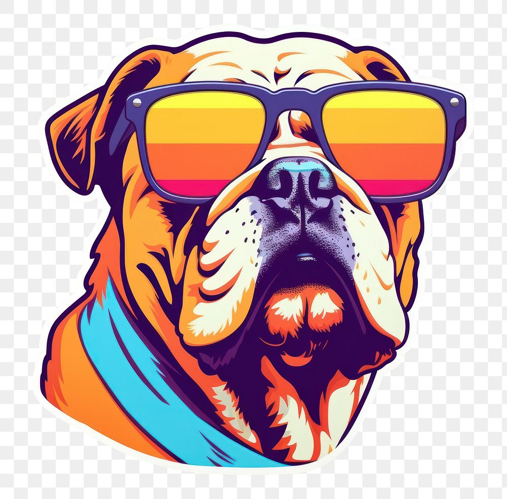 PNG  Bulldog wearing sunglasses mammal animal boxer. AI generated Image by rawpixel.