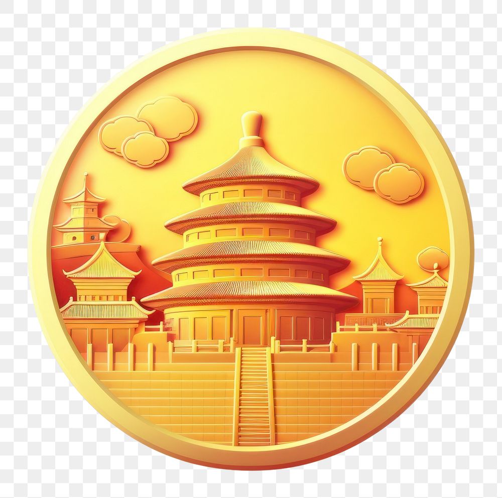 PNG Money Chinese gold coin Chinese New Year architecture. AI generated Image by rawpixel.
