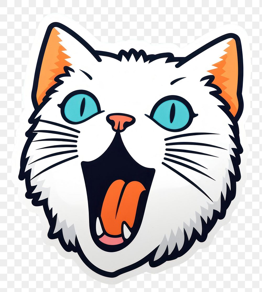 PNG  Funny cat yawning sticker animal mammal. AI generated Image by rawpixel.