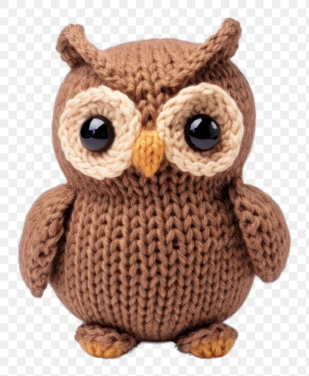 PNG  Knitted cute toy owl white background representation. AI generated Image by rawpixel.