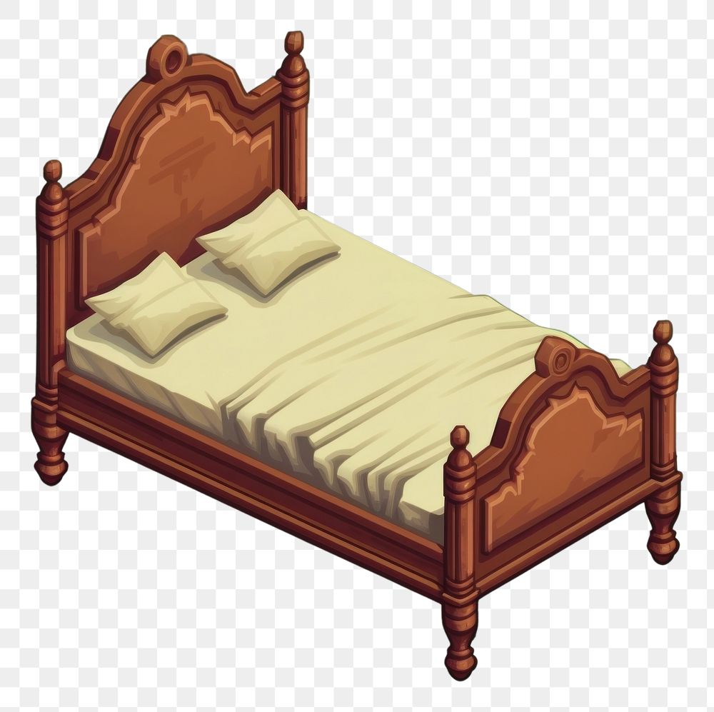 PNG Simple bed isolated furniture architecture comfortable. AI generated Image by rawpixel.