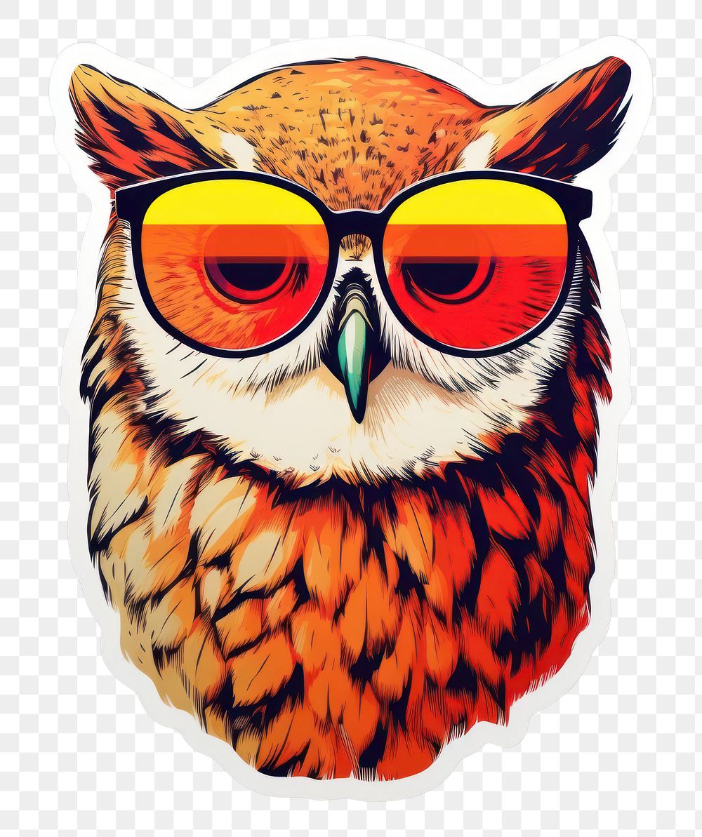 PNG  Owl wearing sunglasses art animal bird. AI generated Image by rawpixel.