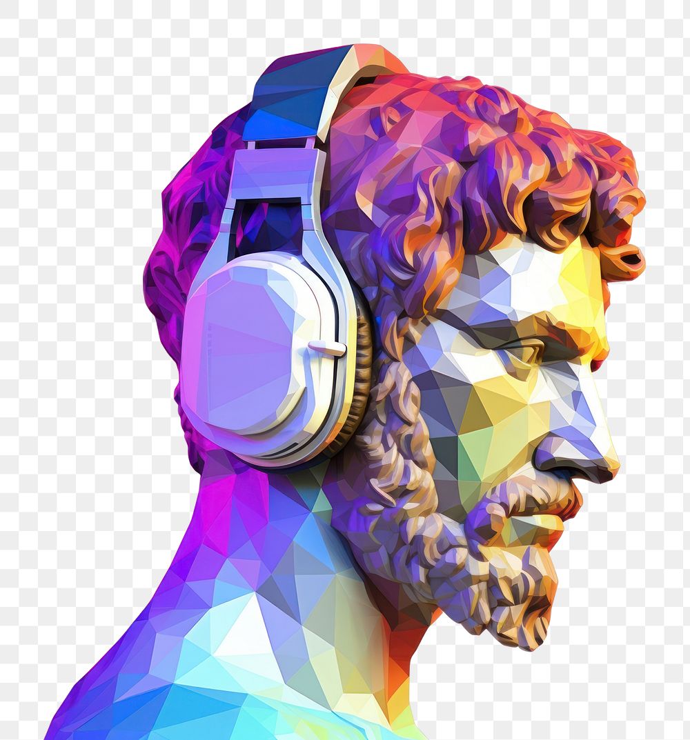 PNG Greek scupture wearing headphone headphones headset art. AI generated Image by rawpixel.