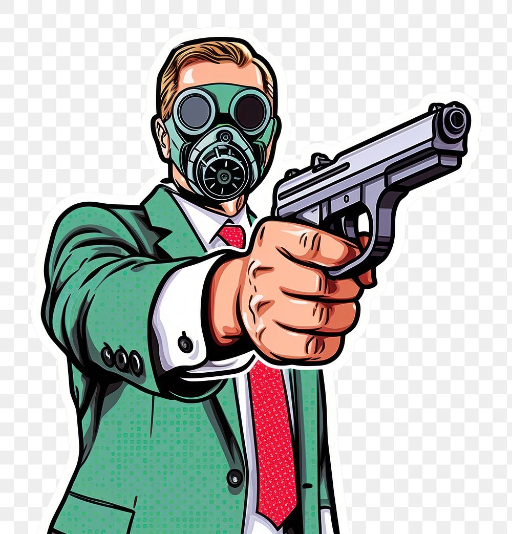 PNG  Man wearing gas mask holding gun handgun adult accessories. AI generated Image by rawpixel.