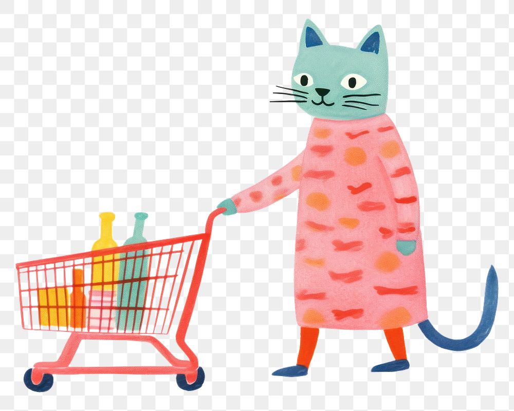 PNG Cat shopping mammal pet consumerism. AI generated Image by rawpixel.