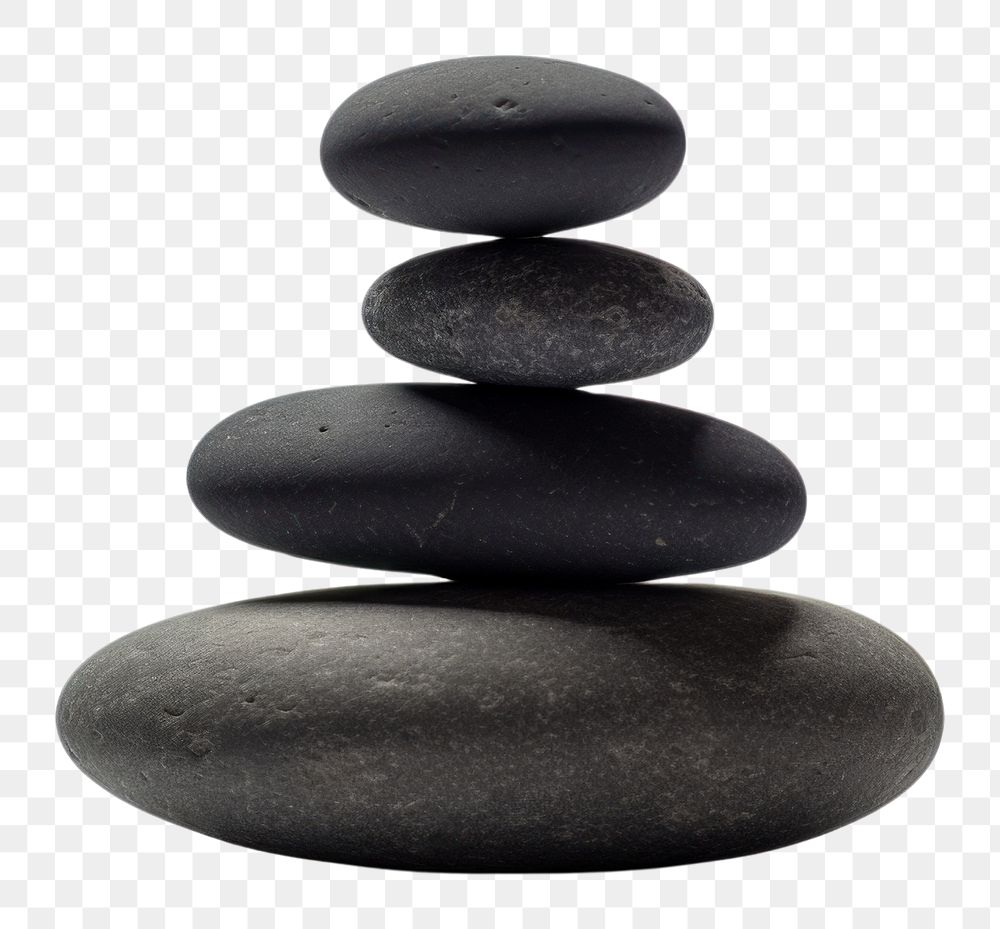 PNG  Stack of black stone balance pebble rock. AI generated Image by rawpixel.