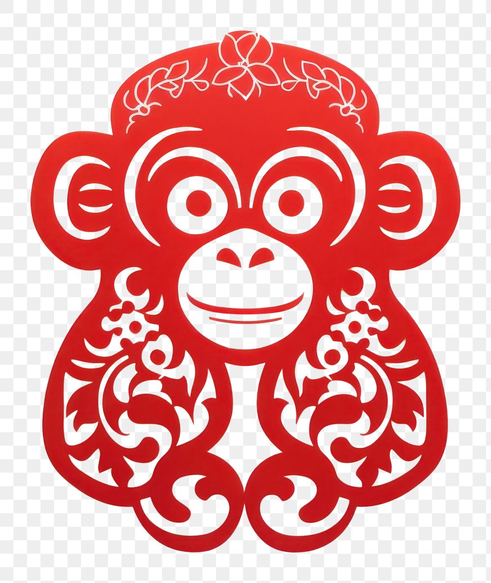 PNG Chinese zodiac monkey symbol red. AI generated Image by rawpixel.