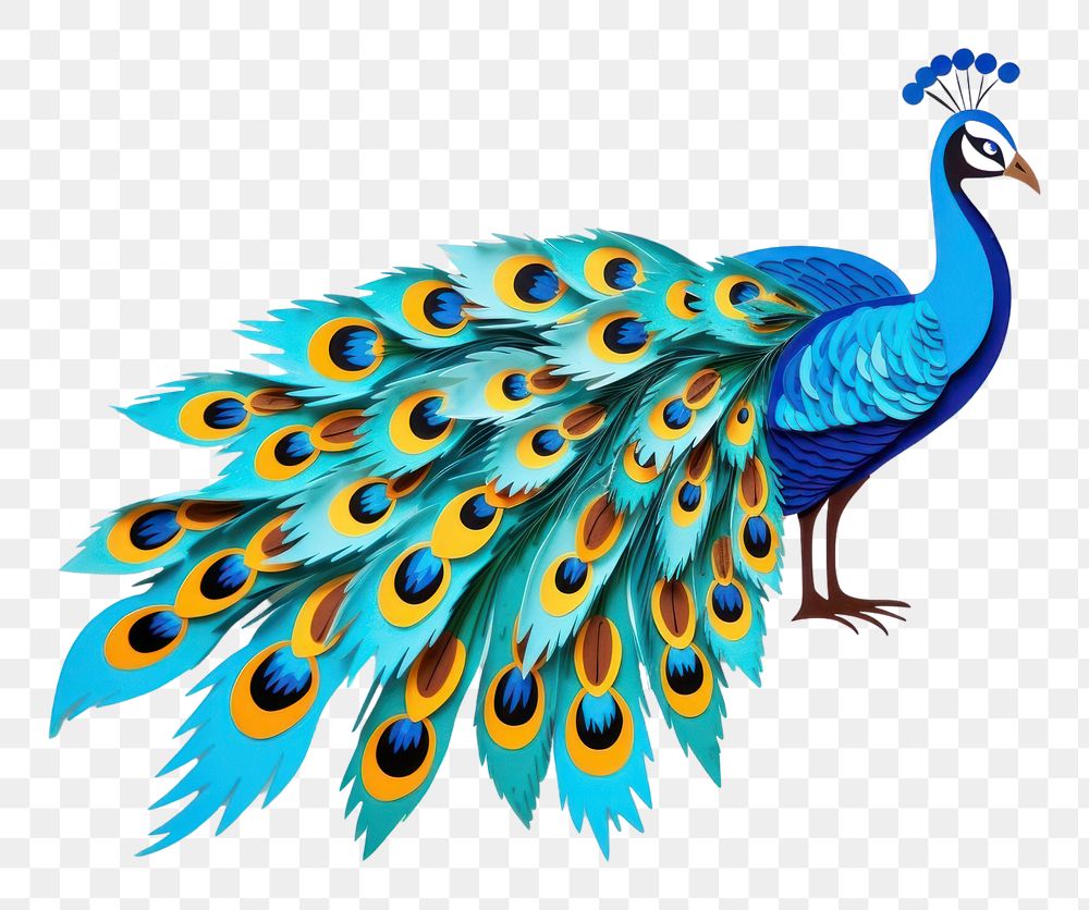 PNG Peacock animal bird white background. AI generated Image by rawpixel.