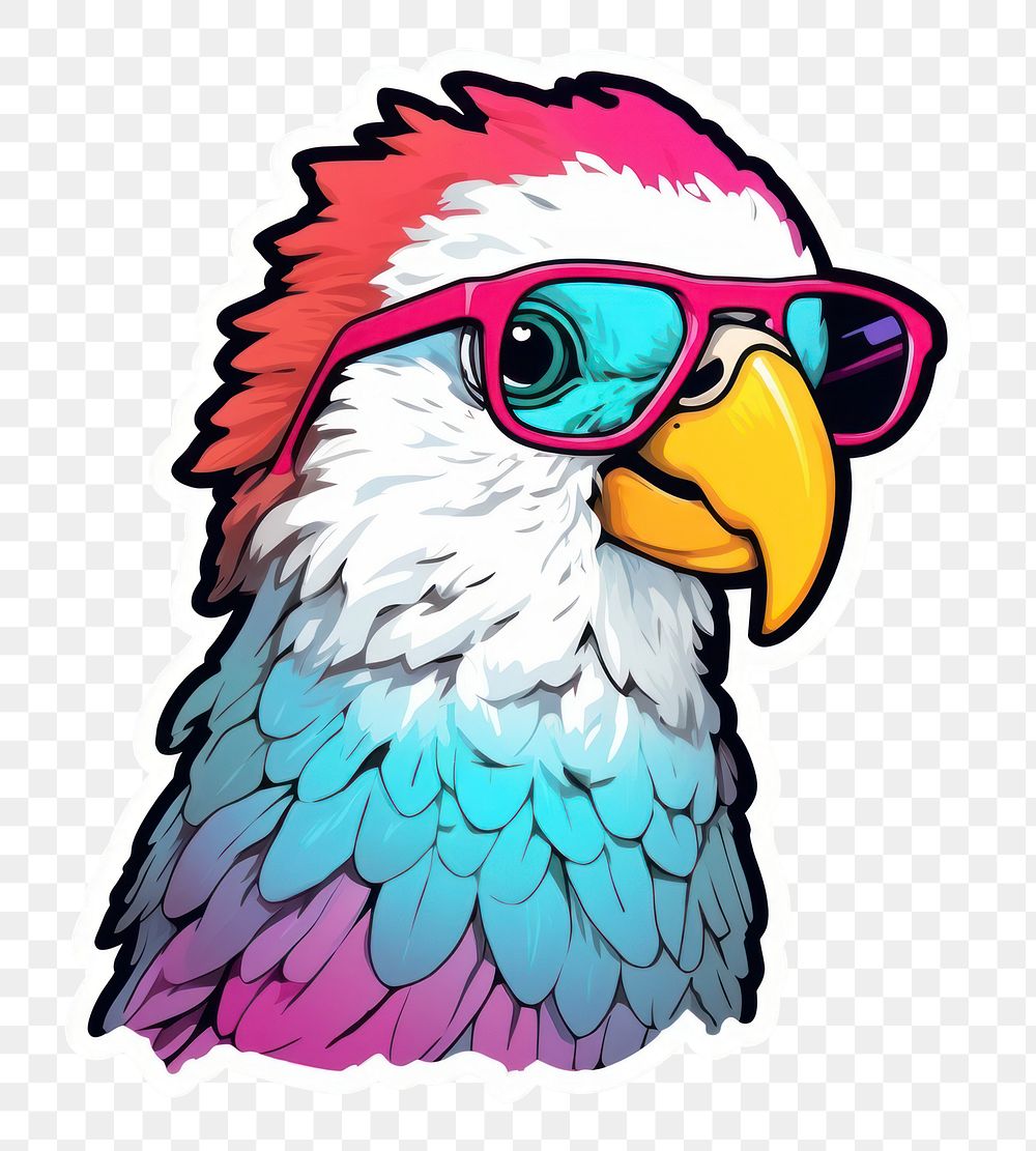 PNG  Parrot wearing sunglasses bird beak art. AI generated Image by rawpixel.