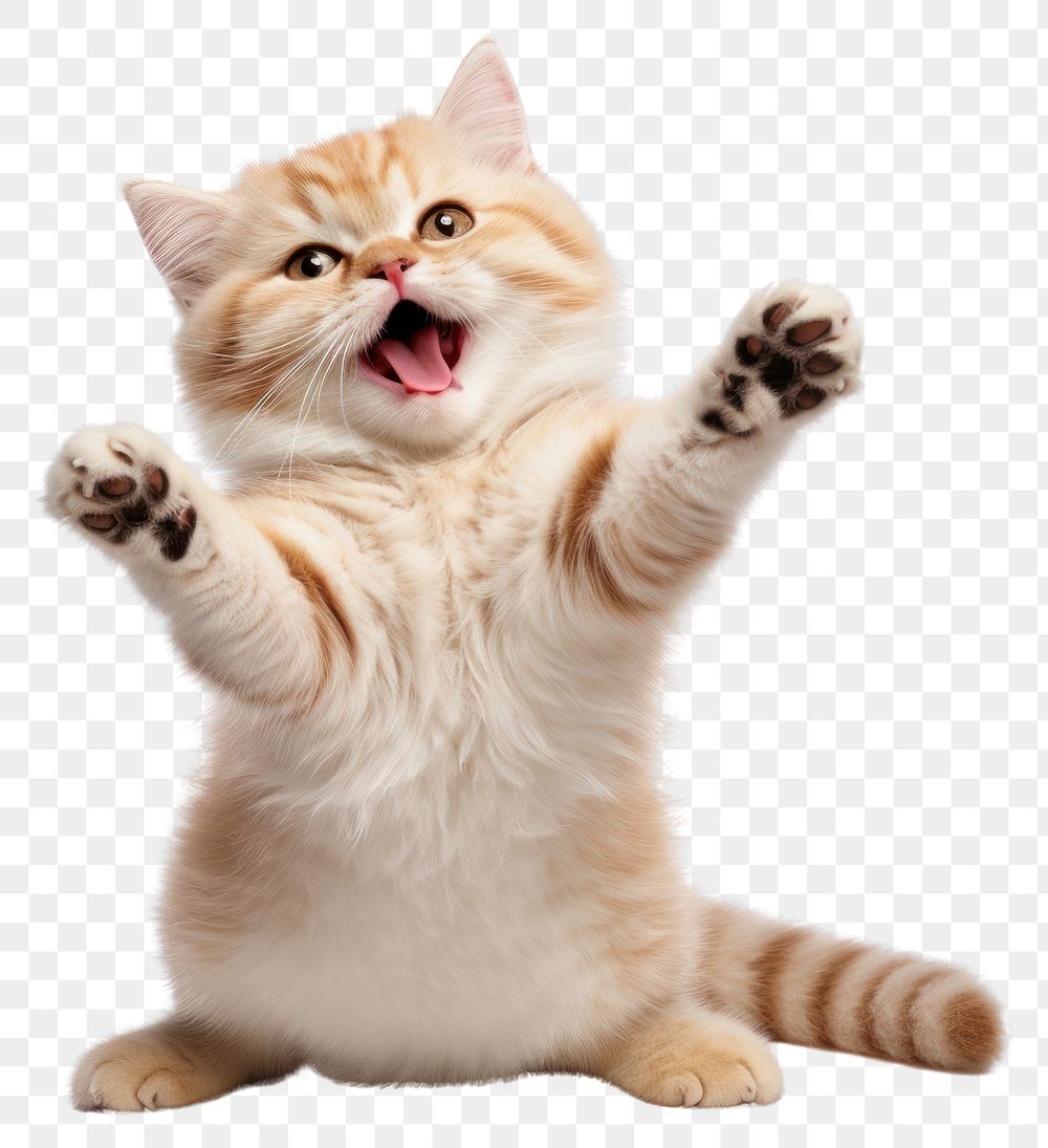 PNG Happy smiling dancing cat mammal animal kitten. AI generated Image by rawpixel.