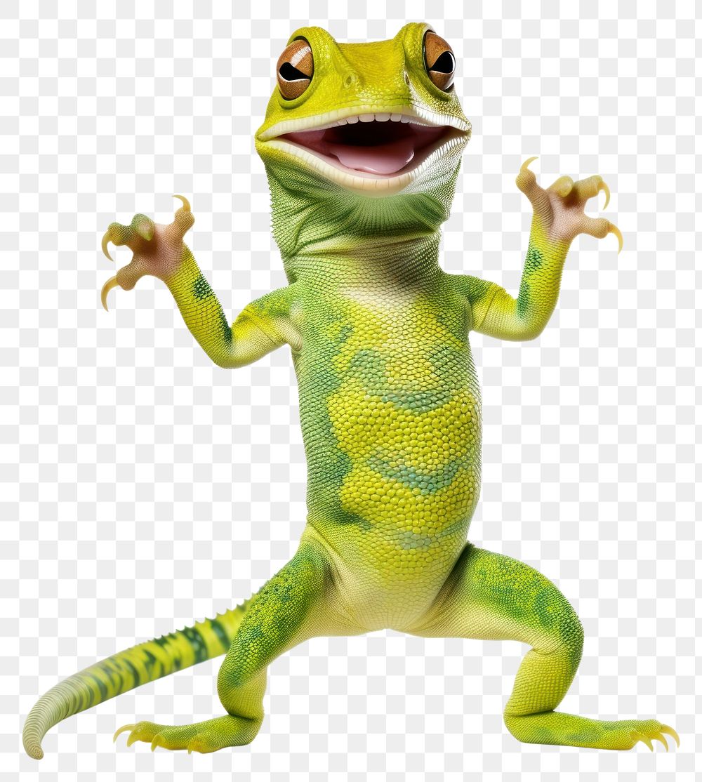 PNG Happy smiling dancing gekko amphibian wildlife reptile. AI generated Image by rawpixel.