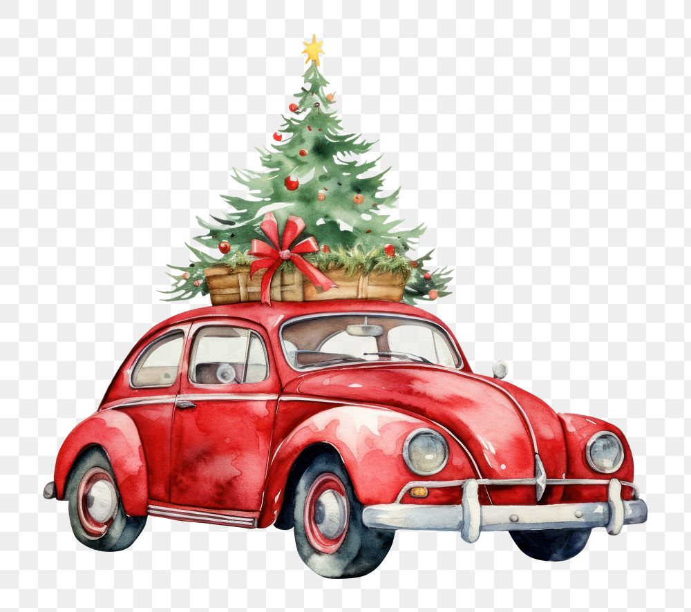 PNG  Retro car christmas tree vehicle