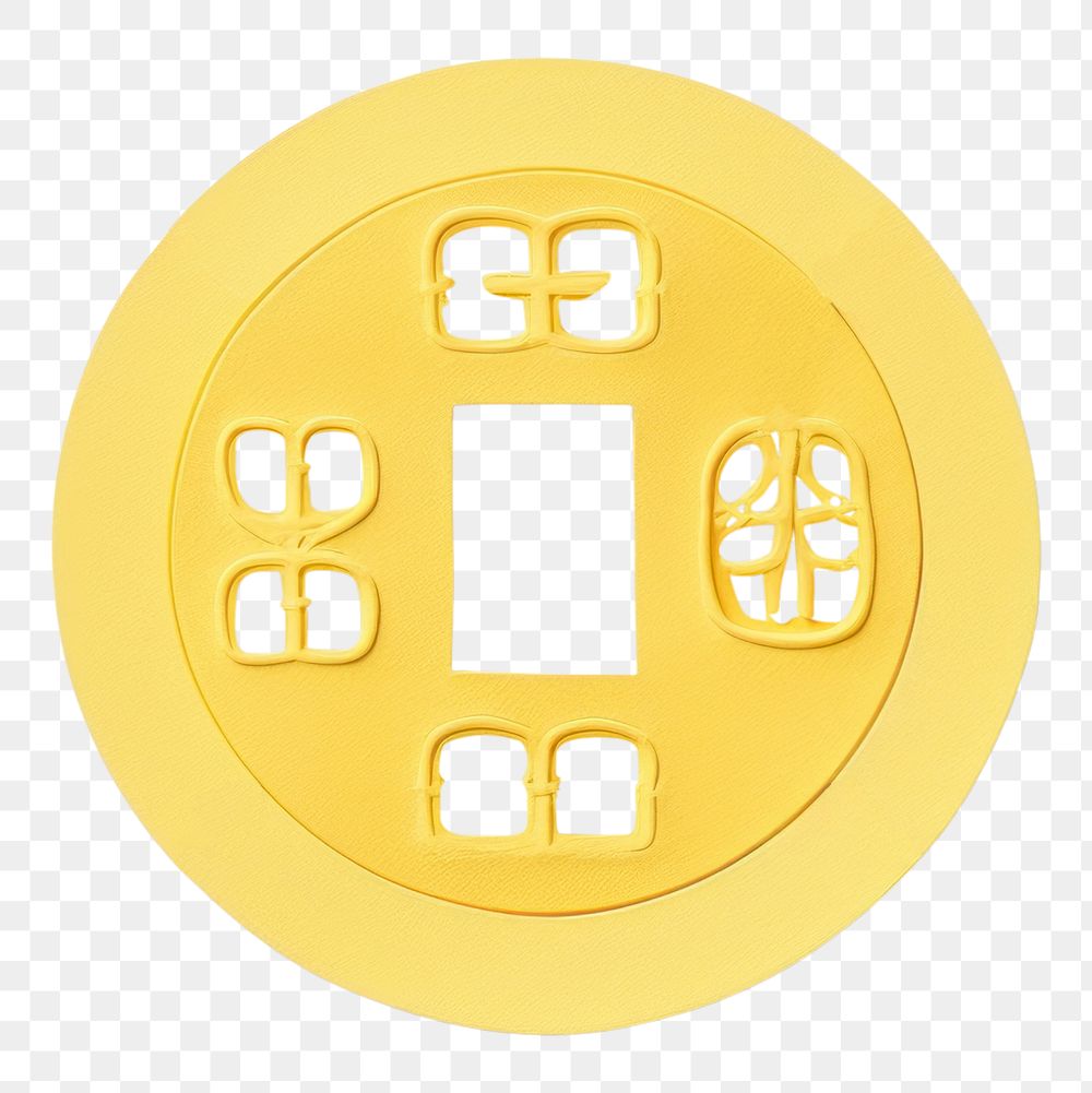 PNG Chinese Coin yellow coin currency. AI generated Image by rawpixel.