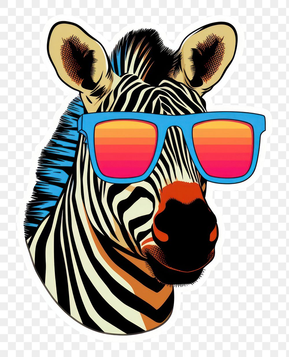 PNG  Zebra wearing sunglasses mammal animal white background. AI generated Image by rawpixel.