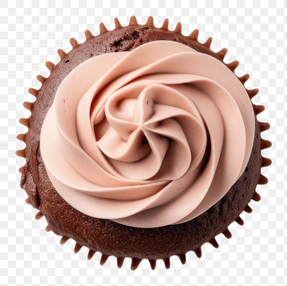 PNG  A beautiful chocolate cupcake dessert icing cream. AI generated Image by rawpixel.
