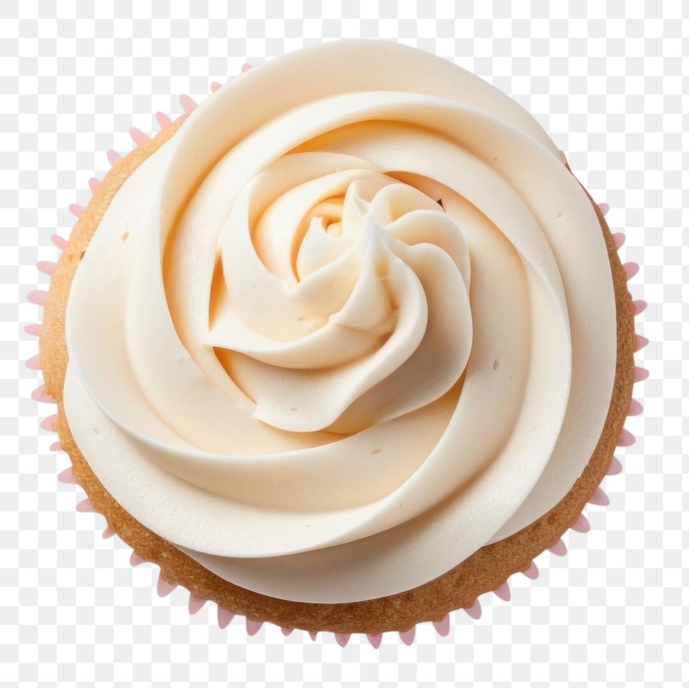 PNG  A beautiful vanilla cupcake dessert icing cream. AI generated Image by rawpixel.
