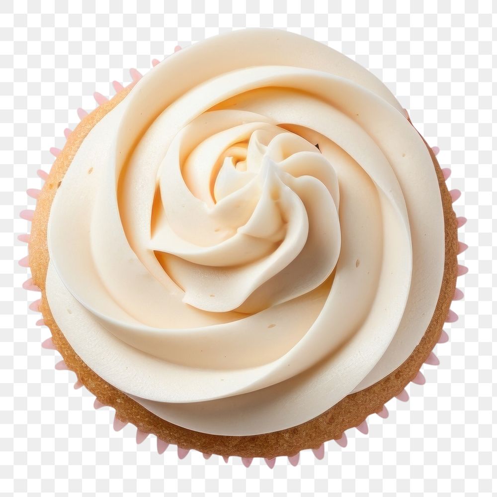 PNG A beautiful vanilla cupcake dessert icing cream. 