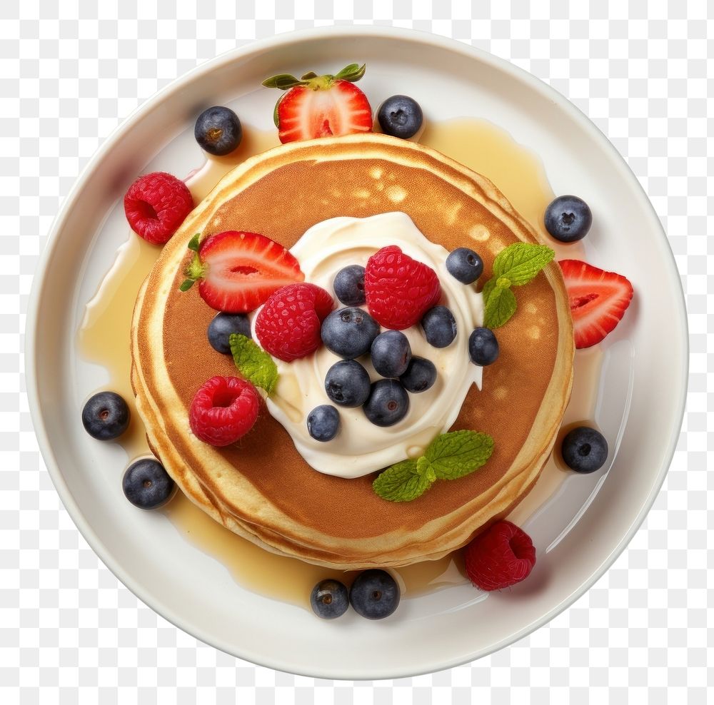 PNG  A cute pancake blueberry fruit plate