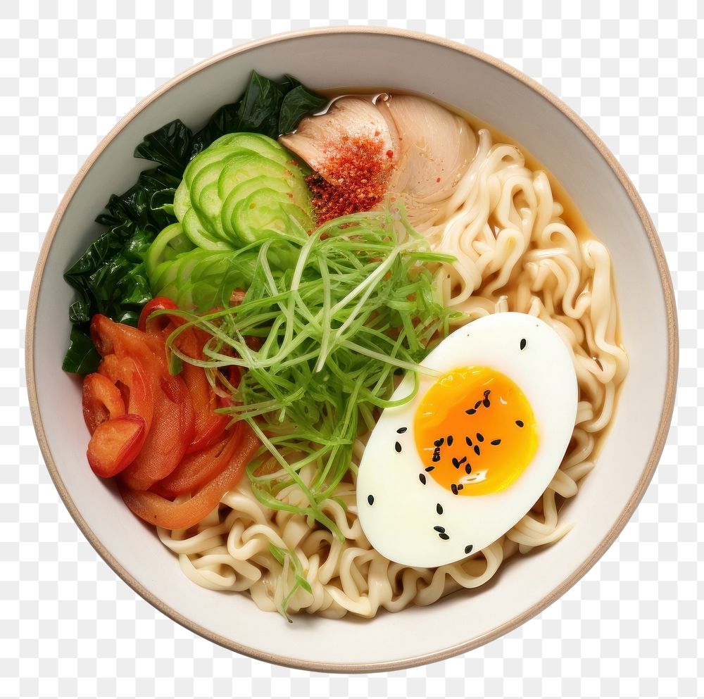 PNG  A ramen bowl noodle plate food. AI generated Image by rawpixel.