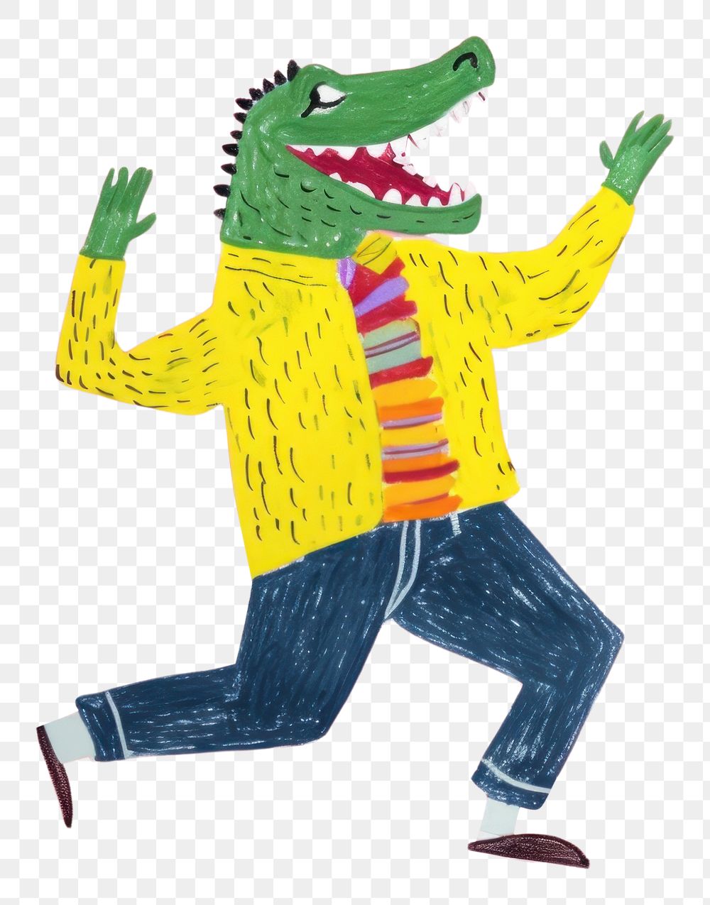 PNG dancing crocodile, animal paper craft, transparent background