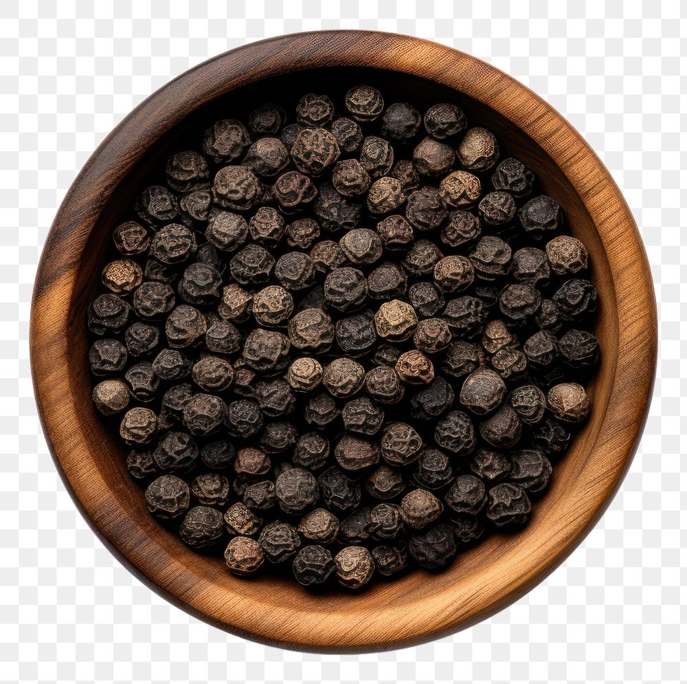 PNG  A small black pepper bowl spice food white background. AI generated Image by rawpixel.