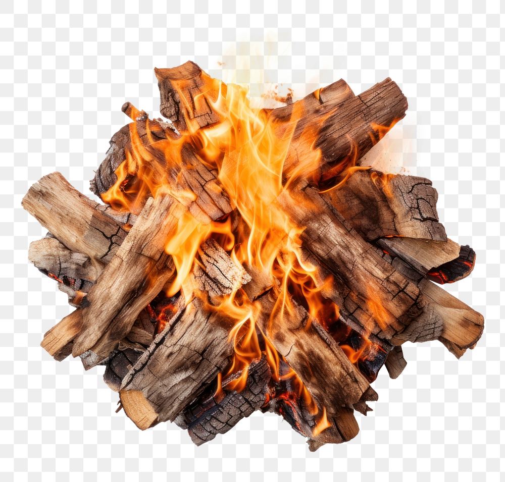 PNG  Campfire bonfire wood white background. AI generated Image by rawpixel.