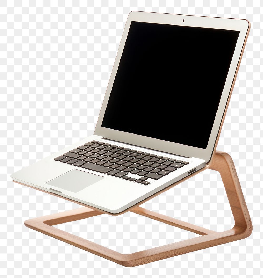PNG  Laptop stand computer white background portability. AI generated Image by rawpixel.