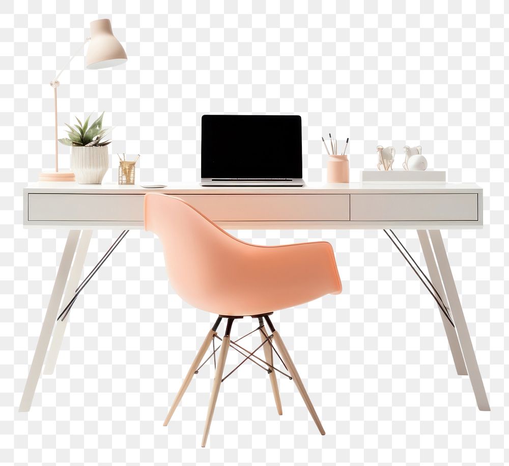 PNG  Modern working table furniture computer laptop. AI generated Image by rawpixel.